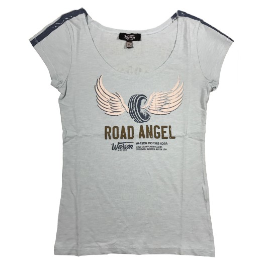 T-shirt  Road Angel blu Donna